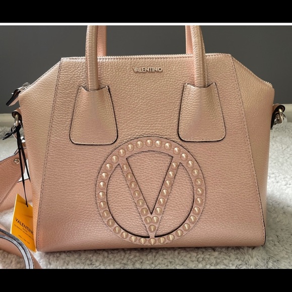 SOLD! - Valentino Minimi Rock Studded Rose Gold Satchel - Picture 3 of 8
